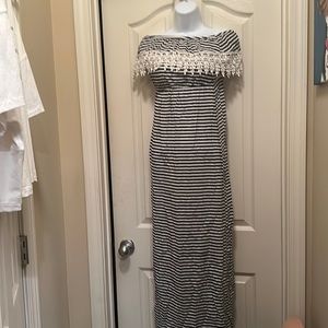 Off shoulder nautical stripe dress